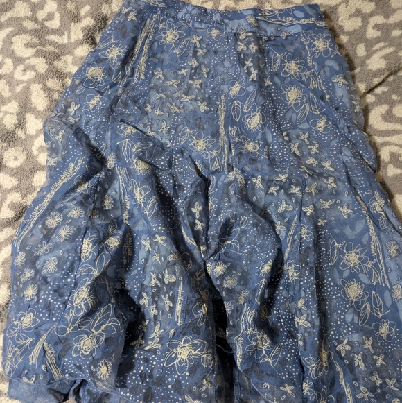 Vintage Dresses & Skirts - Vintage Priani Blue and White Patterned Maxi Skirt